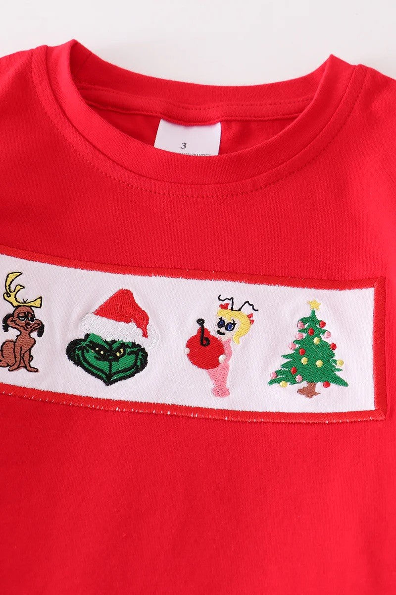 Boys Red Christmas Grinch Stripe Set