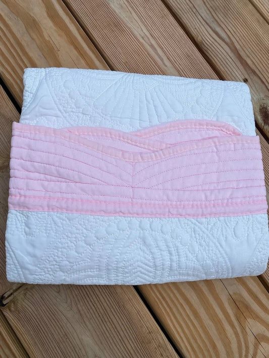 Heirloom Blanket White With Pink Trim