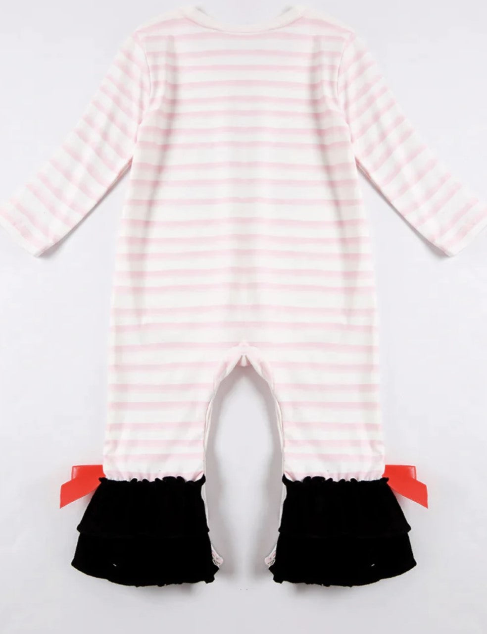 Girls Pink Stripe "Be Mine" Ruffle Baby Romper