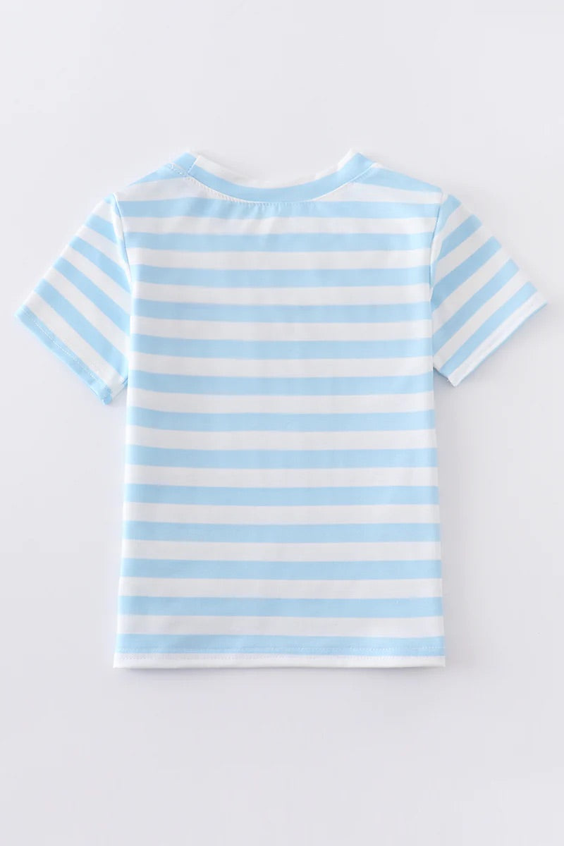 Boys Blue Stripe Dr. Seuss Embroidered Top