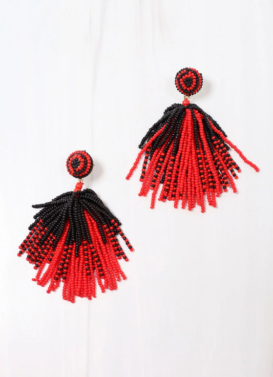 Toomer Beaded Tassel Earring BLACK