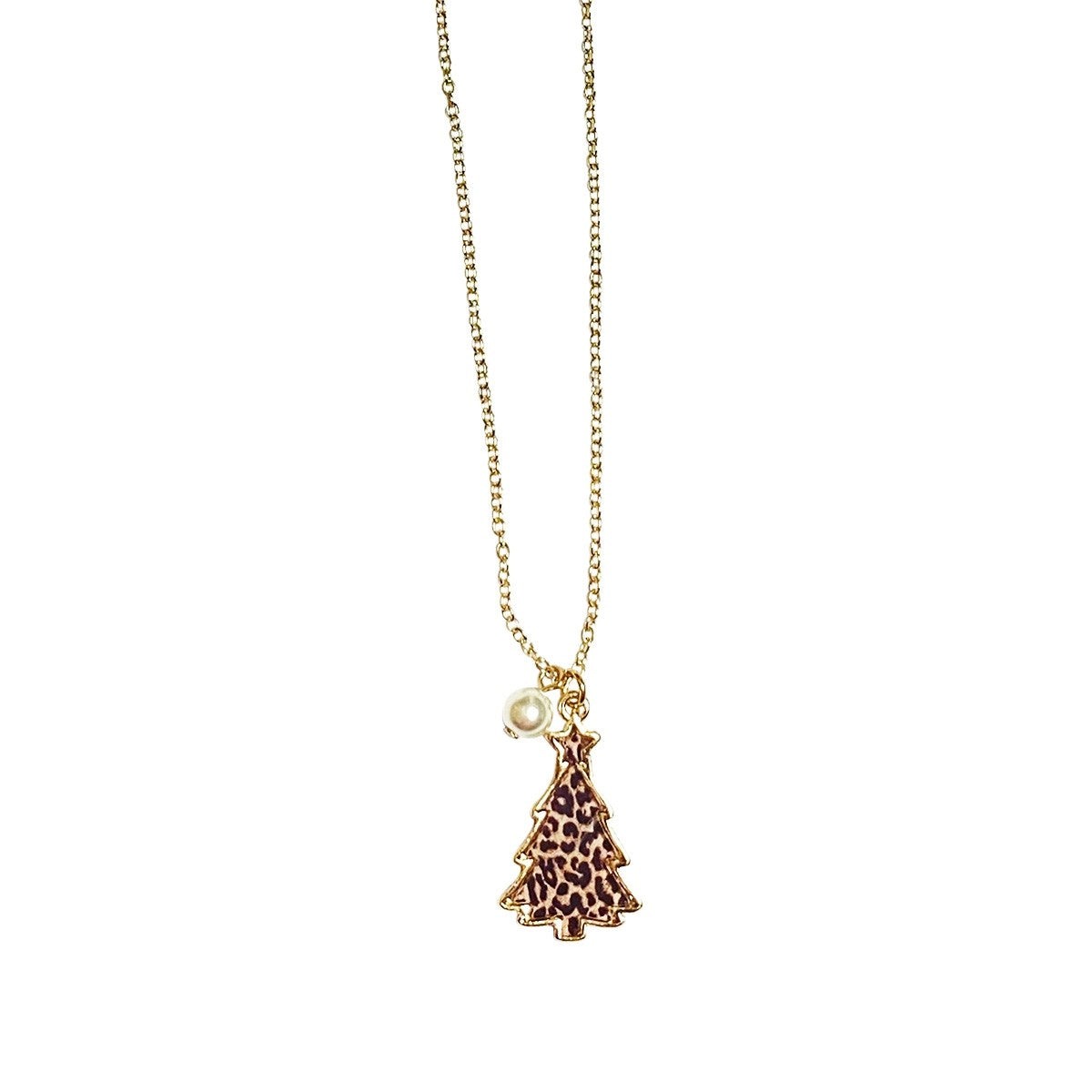 Viv & Lou Leopard Print Christmas Tree Necklace