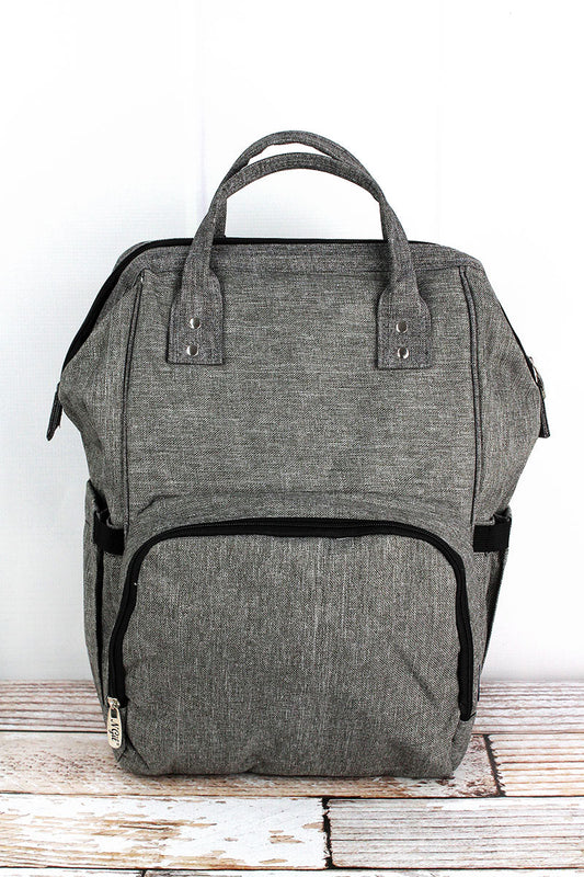 NGIL Steel Gray Crosshatch Diaper Bag Backpack